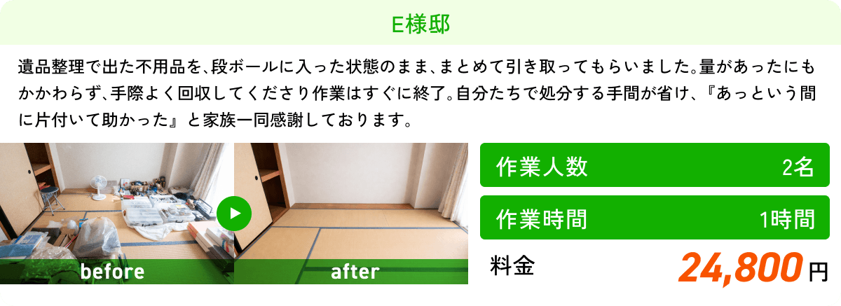 【作業人数】2名 【作業時間】1時間 【料金】24,800円