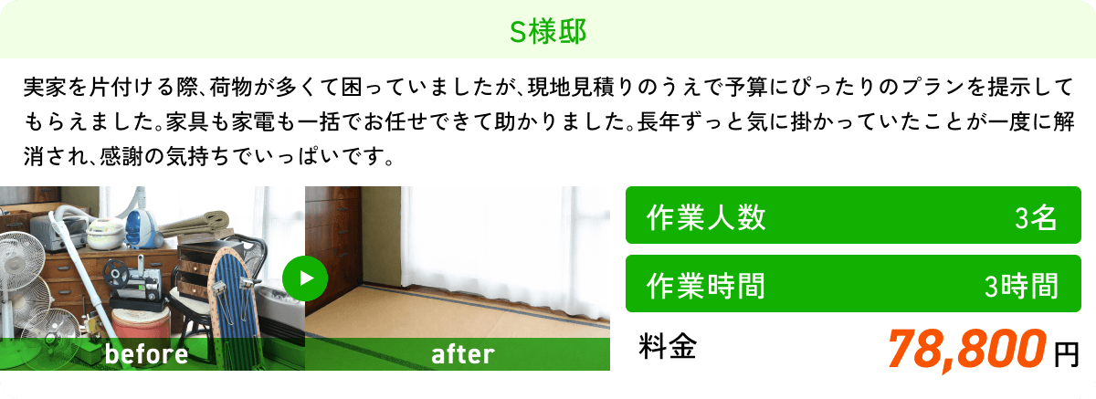 【作業人数】3名 【作業時間】3時間 【料金】78,800円