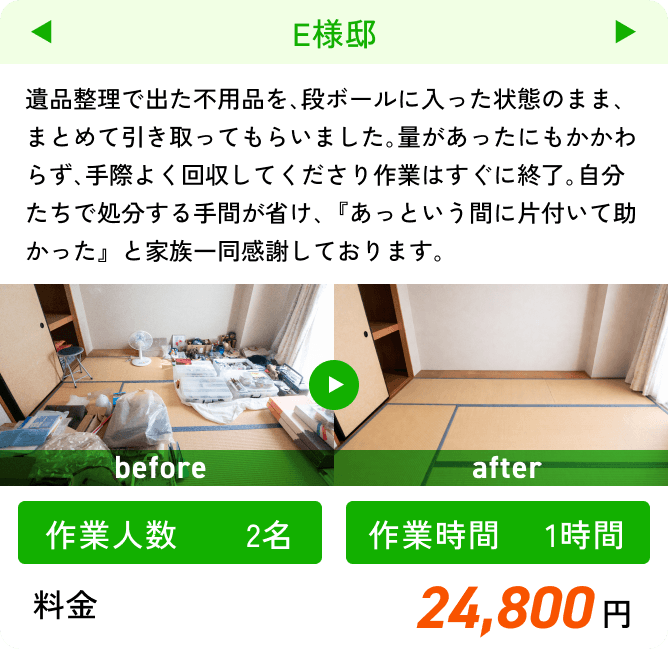 【作業人数】2名 【作業時間】1時間 【料金】24,800円